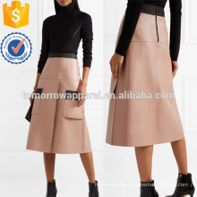 Two-tone Leather Skirt Manufacture Wholesale Fashion Women Apparel (TA3028S)